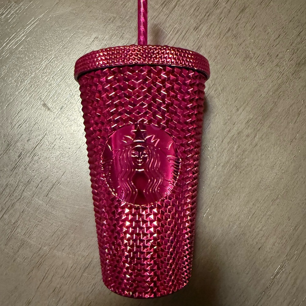 Starbucks 2022 Holiday Winter Sangria Metallic Chrome Bling Studded Tumbler
